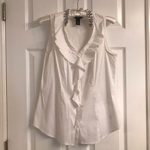 Fabulous Rhinestone Collar WHBM White Top!